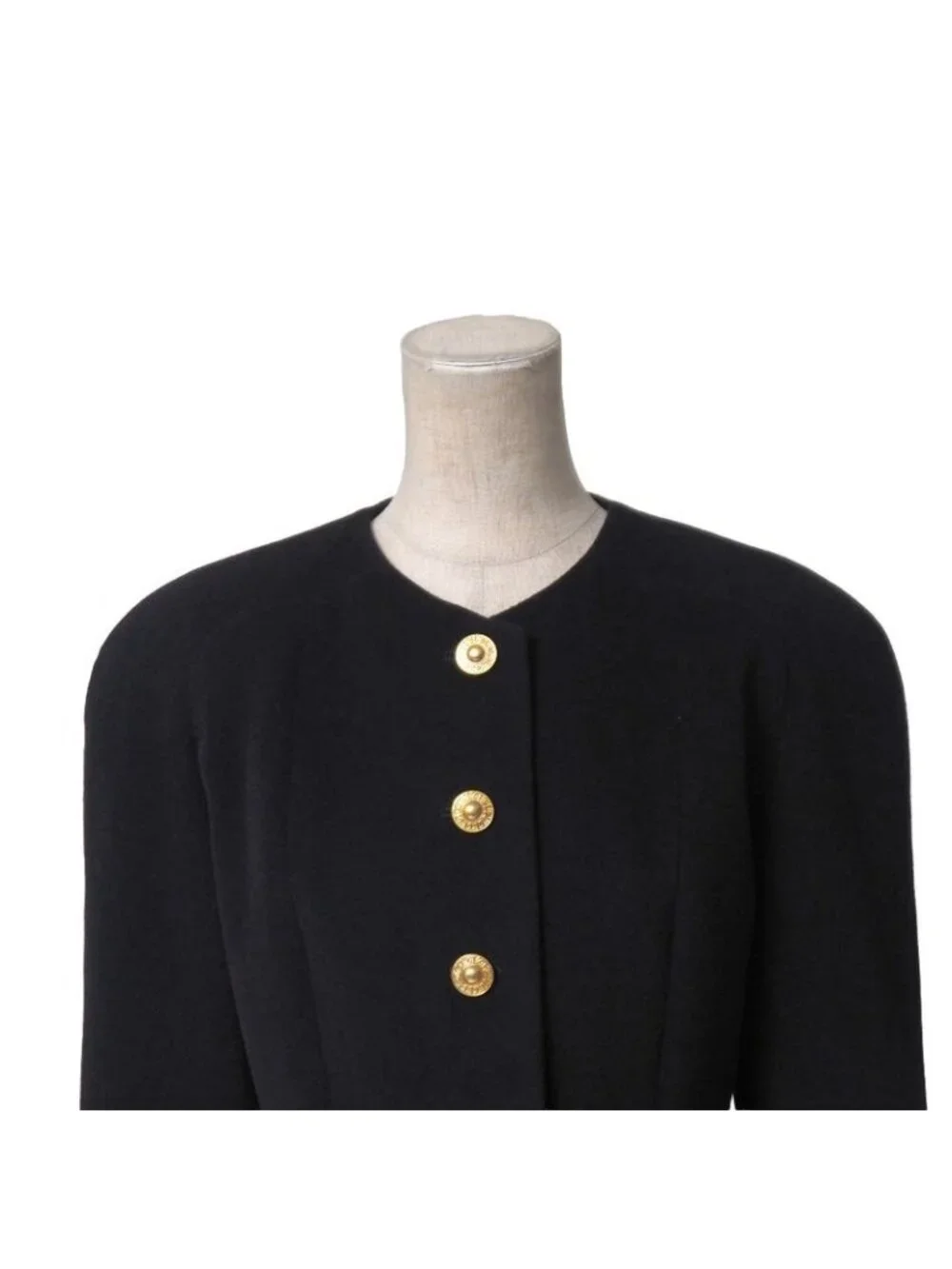 Dior Vintage Collarless Jacket 9 CD Button Angora Blend Wool